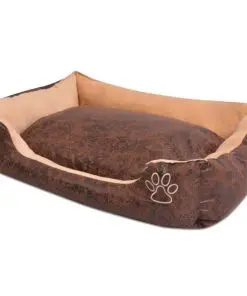 vidaXL Dog Bed with Cushion PU Artificial Leather Size XXL Brown
