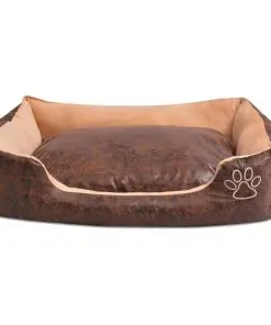 vidaXL Dog Bed with Cushion PU Artificial Leather Size XXL Brown