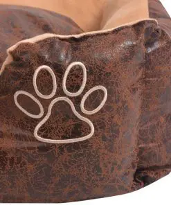 vidaXL Dog Bed with Cushion PU Artificial Leather Size XXL Brown