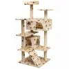 vidaXL Cat Tree with Sisal Scratching Posts 125 cm Paw Prints Beige vidaXL Cat Tree with Sisal Scratching Posts 125 cm Paw Prints Beige