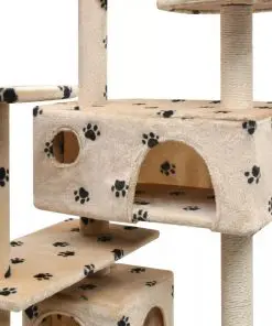 vidaXL Cat Tree with Sisal Scratching Posts 125 cm Paw Prints Beige