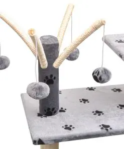 vidaXL Cat Tree with Sisal Scratching Posts 125 cm Paw Prints Grey