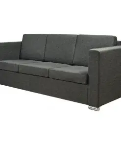 vidaXL 3-Seater Sofa Fabric Dark Grey
