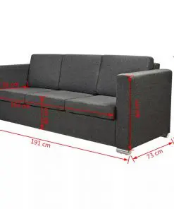 vidaXL 3-Seater Sofa Fabric Dark Grey