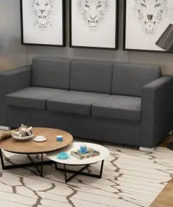 vidaXL 3-Seater Sofa Fabric Dark Grey