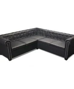 vidaXL Chesterfield Corner Sofa 5-Seater Artificial Leather Black
