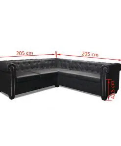 vidaXL Chesterfield Corner Sofa 5-Seater Artificial Leather Black