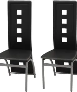 vidaXL Dining Chairs 2 pcs Black Faux Leather