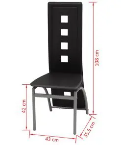 vidaXL Dining Chairs 2 pcs Black Faux Leather