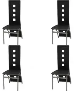 vidaXL Dining Chairs 4 pcs Black Faux Leather
