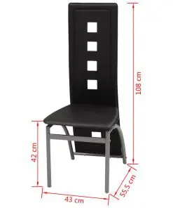 vidaXL Dining Chairs 4 pcs Black Faux Leather