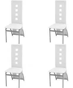 vidaXL Dining Chairs 4 pcs White Faux Leather