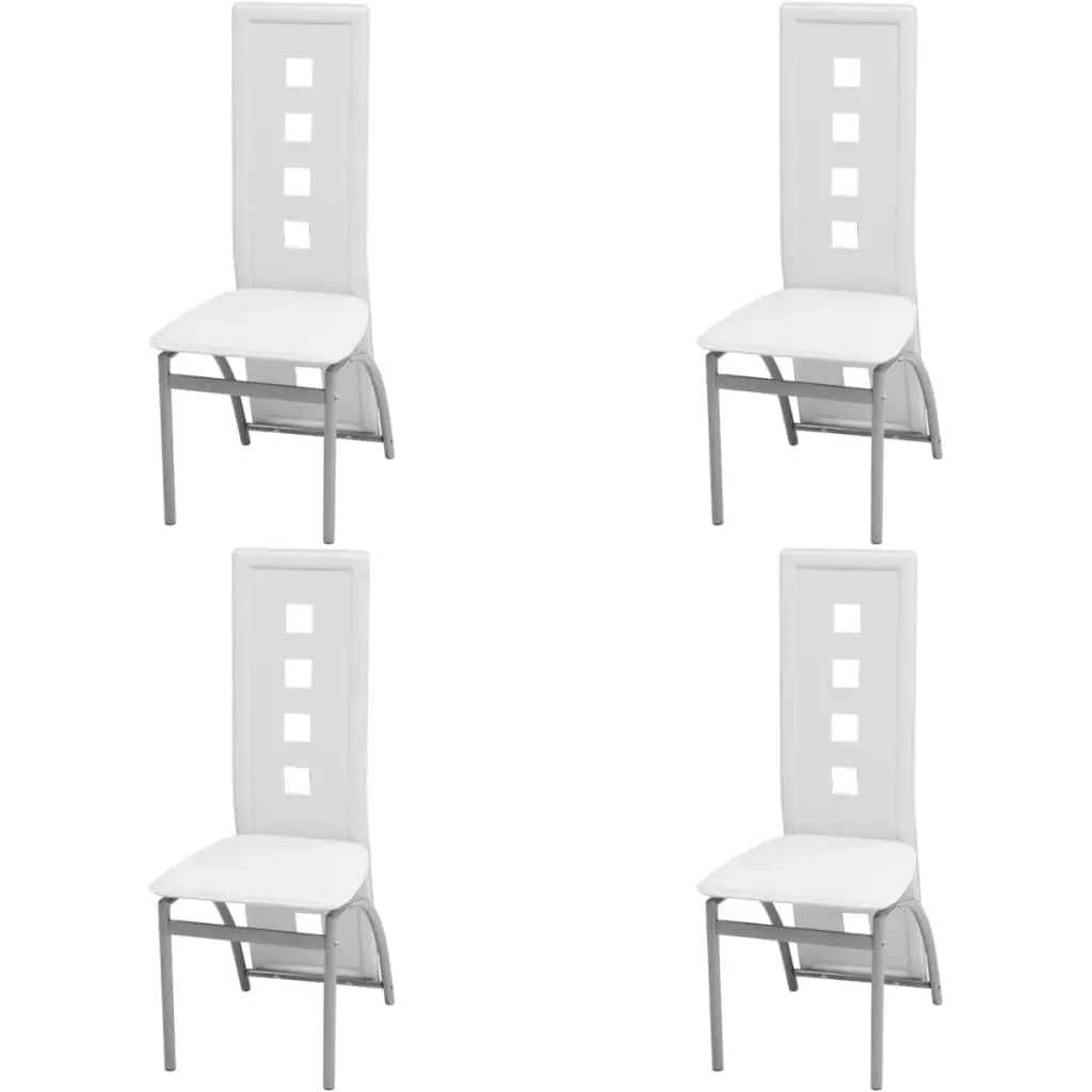 vidaXL Dining Chairs 4 pcs White Faux Leather