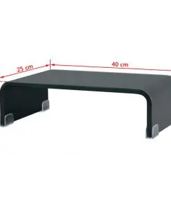 vidaXL TV Stand/Monitor Riser Glass Black 40x25x11 cm