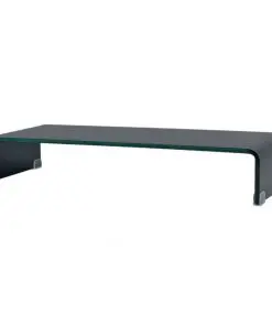 vidaXL TV Stand/Monitor Riser Glass Black 70x30x13 cm