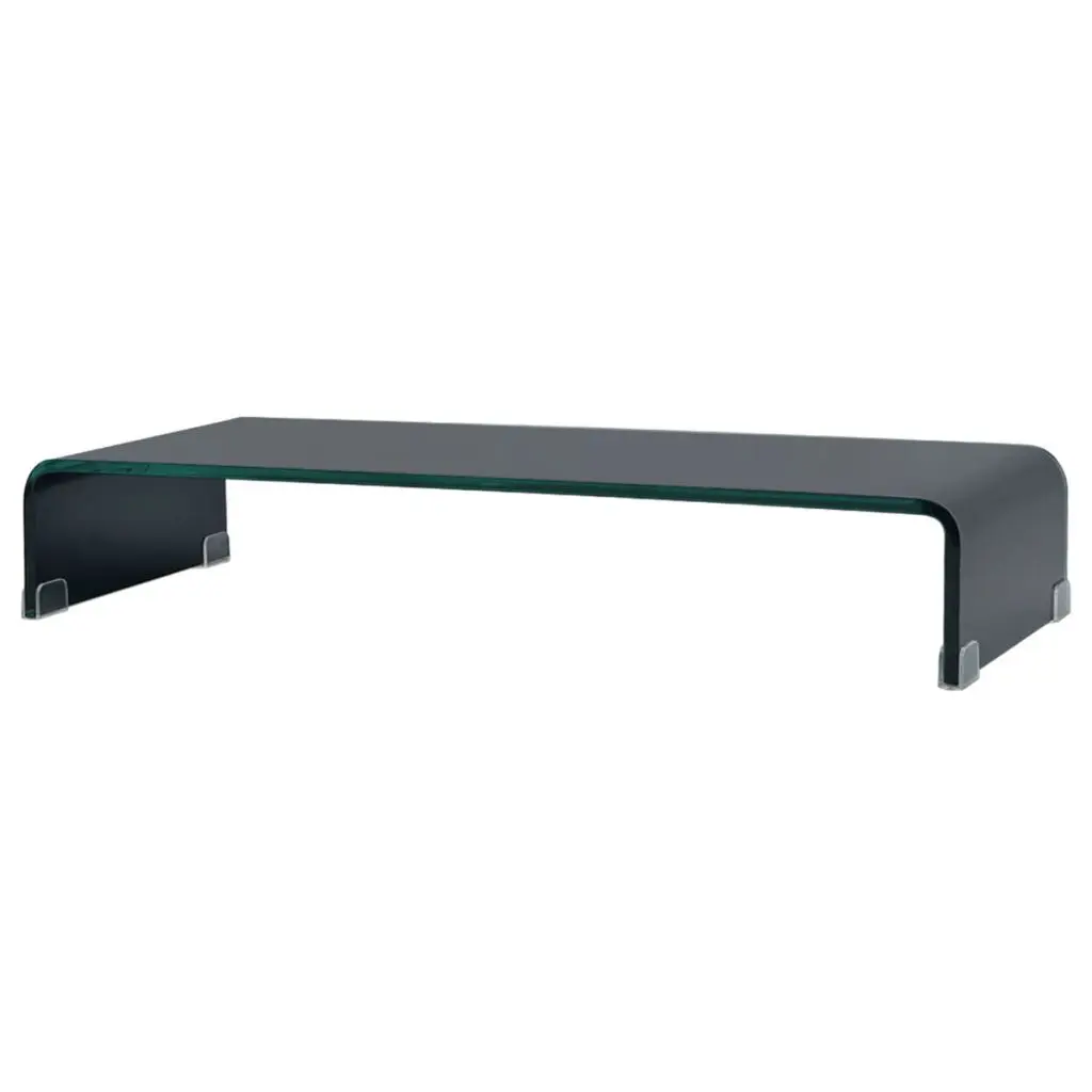 vidaXL TV Stand/Monitor Riser Glass Black 70x30x13 cm