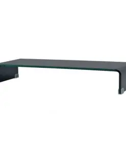 vidaXL TV Stand/Monitor Riser Glass Black 80x30x13 cm