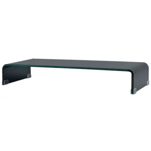 vidaXL TV Stand/Monitor Riser Glass Black 80x30x13 cm