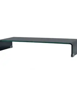 vidaXL TV Stand/Monitor Riser Glass Black 90x30x13 cm