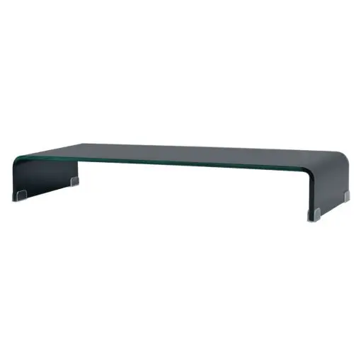 vidaXL TV Stand/Monitor Riser Glass Black 90x30x13 cm