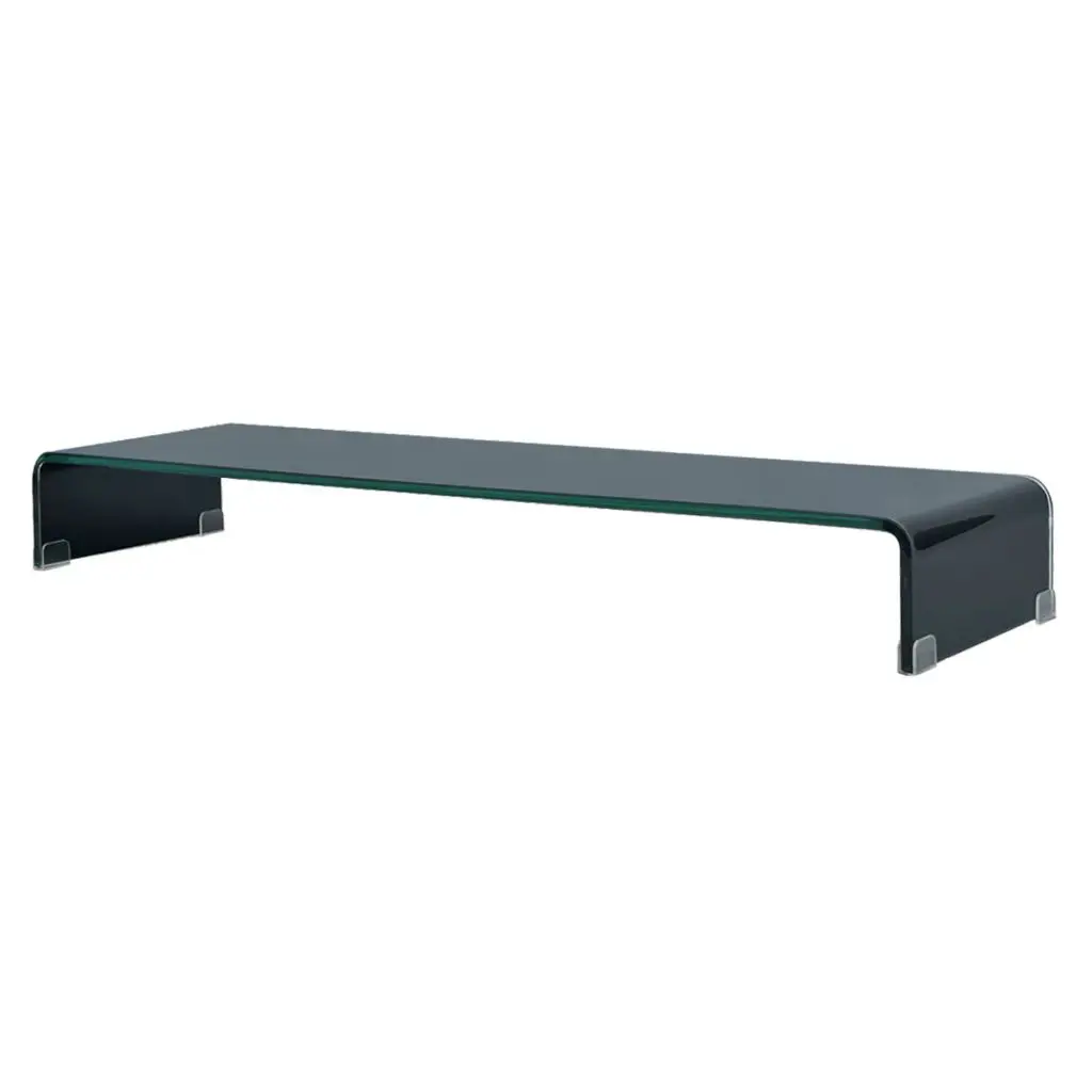 vidaXL TV Stand/Monitor Riser Glass Black 100x30x13 cm