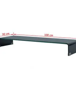 vidaXL TV Stand/Monitor Riser Glass Black 100x30x13 cm