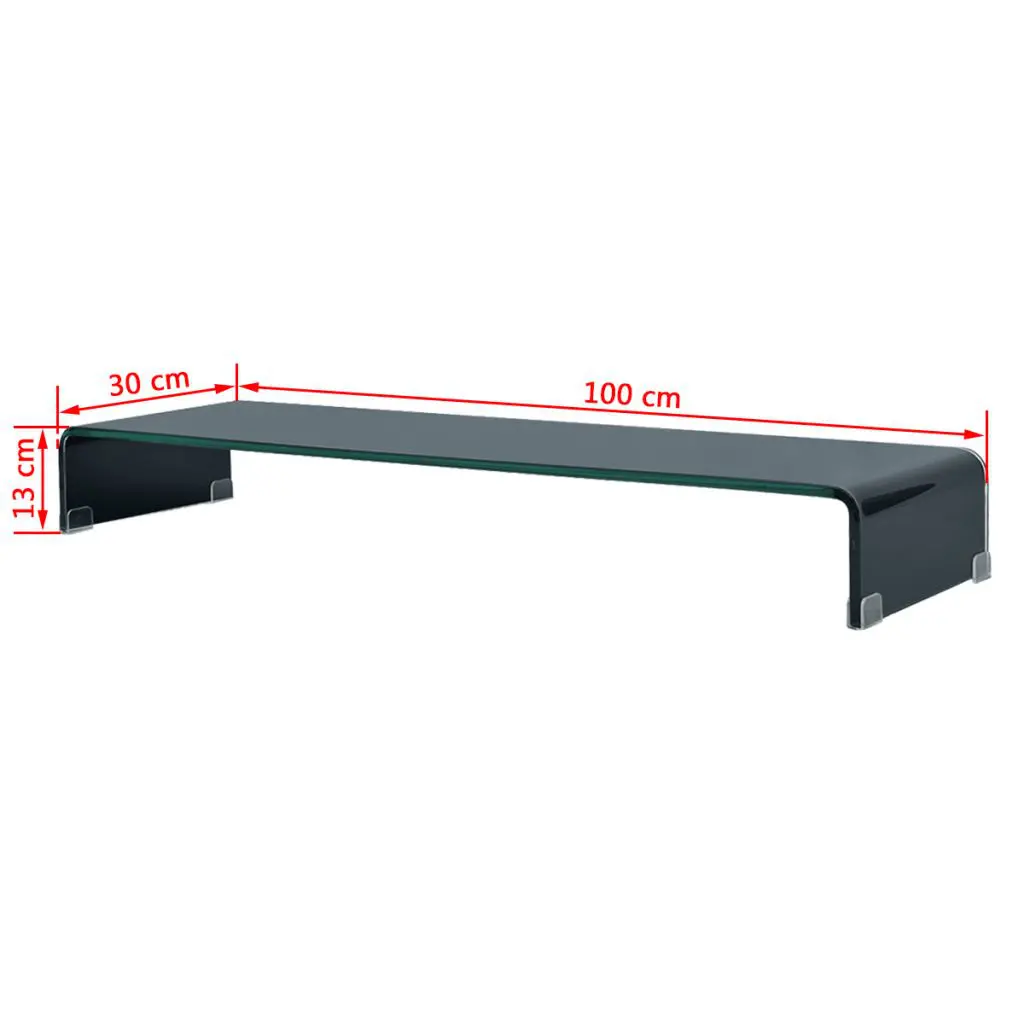 vidaXL TV Stand/Monitor Riser Glass Black 100x30x13 cm