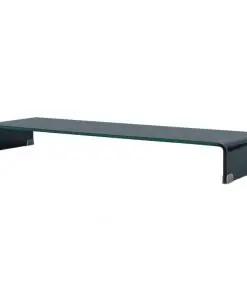 vidaXL TV Stand/Monitor Riser Glass Black 110x30x13 cm