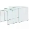 vidaXL Three Piece Nesting Table Set Tempered Glass Clear vidaXL Three Piece Nesting Table Set Tempered Glass Clear