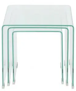 vidaXL Three Piece Nesting Table Set Tempered Glass Clear