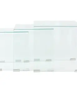 vidaXL Three Piece Nesting Table Set Tempered Glass Clear