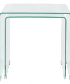 vidaXL Two Piece Nesting Table Set Tempered Glass Clear
