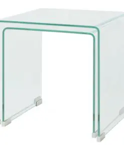 vidaXL Two Piece Nesting Table Set Tempered Glass Clear