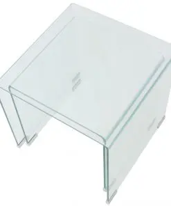 vidaXL Two Piece Nesting Table Set Tempered Glass Clear