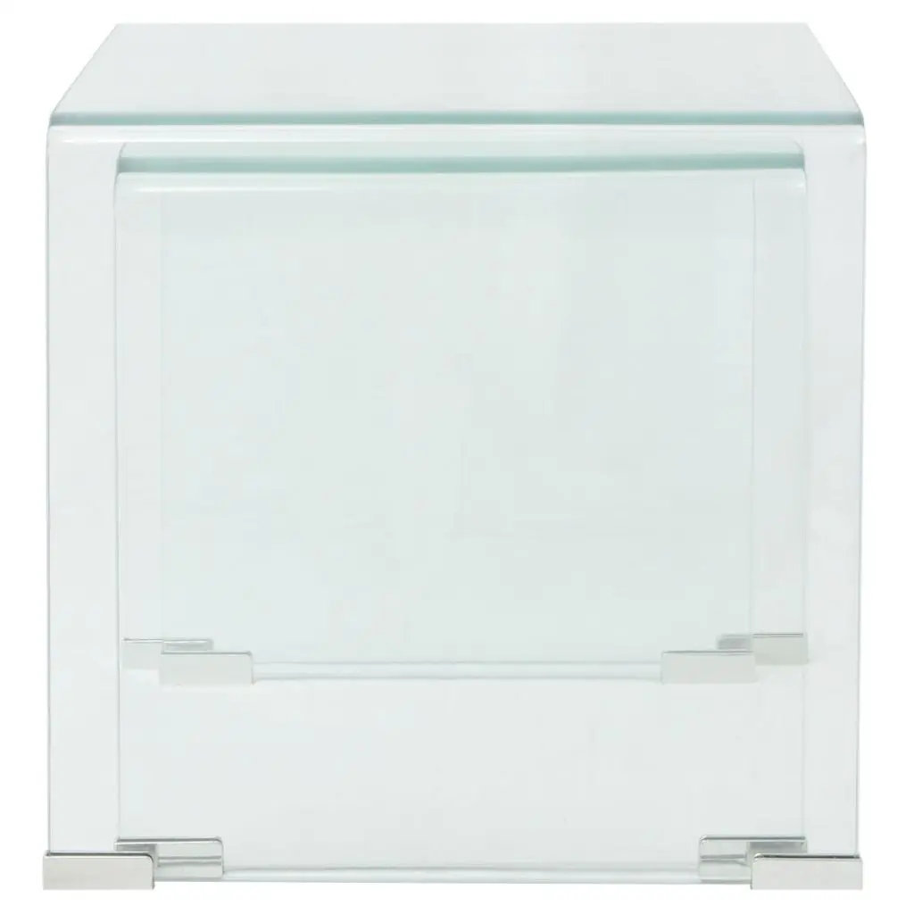 vidaXL Two Piece Nesting Table Set Tempered Glass Clear