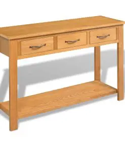 vidaXL Console Table 118x35x77 cm Solid Oak Wood
