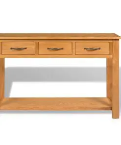 vidaXL Console Table 118x35x77 cm Solid Oak Wood