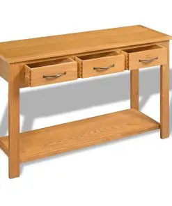 vidaXL Console Table 118x35x77 cm Solid Oak Wood