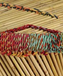 vidaXL Coffee Table Bamboo with Chindi Details Multicolour