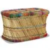 vidaXL Coffee Table Bamboo with Chindi Details Multicolour