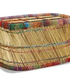 vidaXL Coffee Table Bamboo with Chindi Details Multicolour