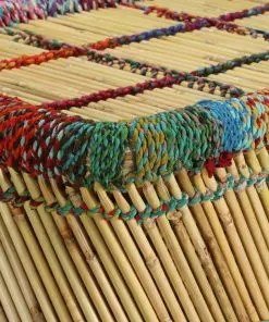 vidaXL Coffee Table Bamboo with Chindi Details Multicolour