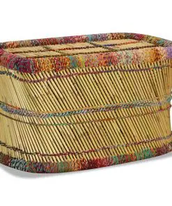 vidaXL Coffee Table Bamboo with Chindi Details Multicolour