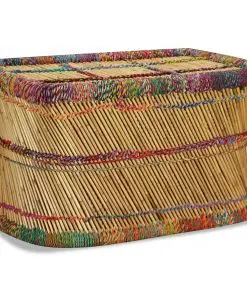 vidaXL Coffee Table Bamboo with Chindi Details Multicolour