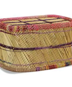 vidaXL Coffee Table Bamboo with Chindi Details Multicolour