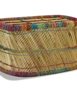 vidaXL Coffee Table Bamboo with Chindi Details Multicolour
