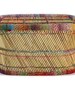 vidaXL Coffee Table Bamboo with Chindi Details Multicolour