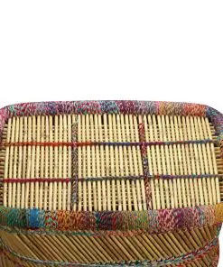 vidaXL Coffee Table Bamboo with Chindi Details Multicolour
