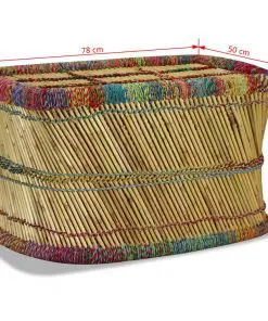vidaXL Coffee Table Bamboo with Chindi Details Multicolour