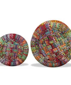 vidaXL Stools with Chindi Details 2 pcs Multicolour Bamboo